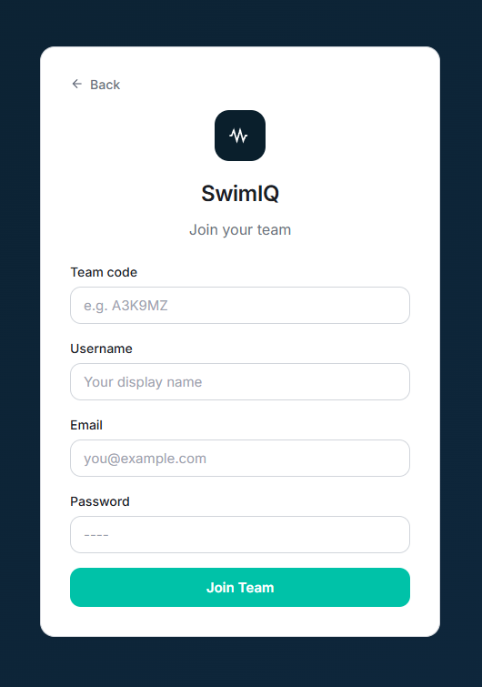 SwimIQ Athlete Join With Code