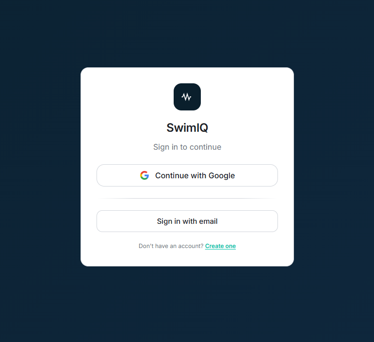SwimIQ Login Screen